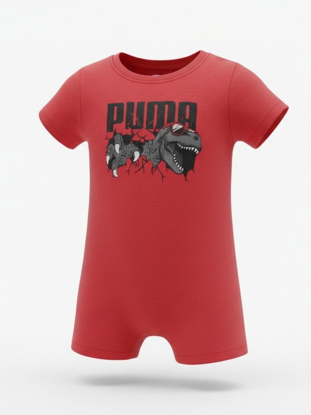 Puma Dino Graphic Romper Size 12M Red Short Sleeve